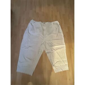 NEW CROPPED PANTS EYELET TRIM WHITE COTTON 4X